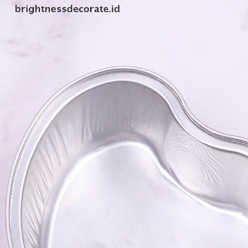 [Birth] 10pcs/set 100ML Cup Kue Aluminium Foil Berbentuk Hati Dengan Tutup Loyang Kue [ID]