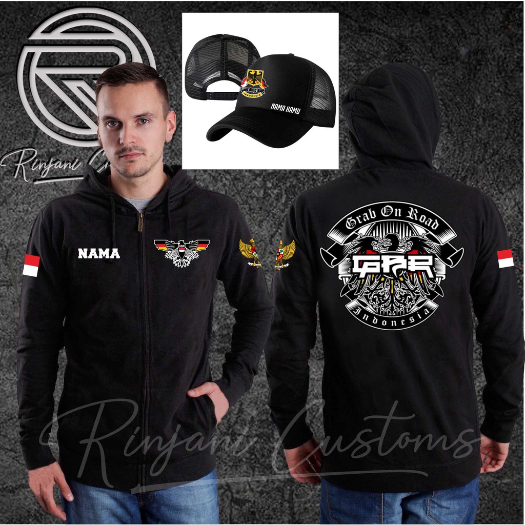 JAKET GBR INDONESIA.JAKET GRAB ON ROAD.BISA TAMBAH NAMA