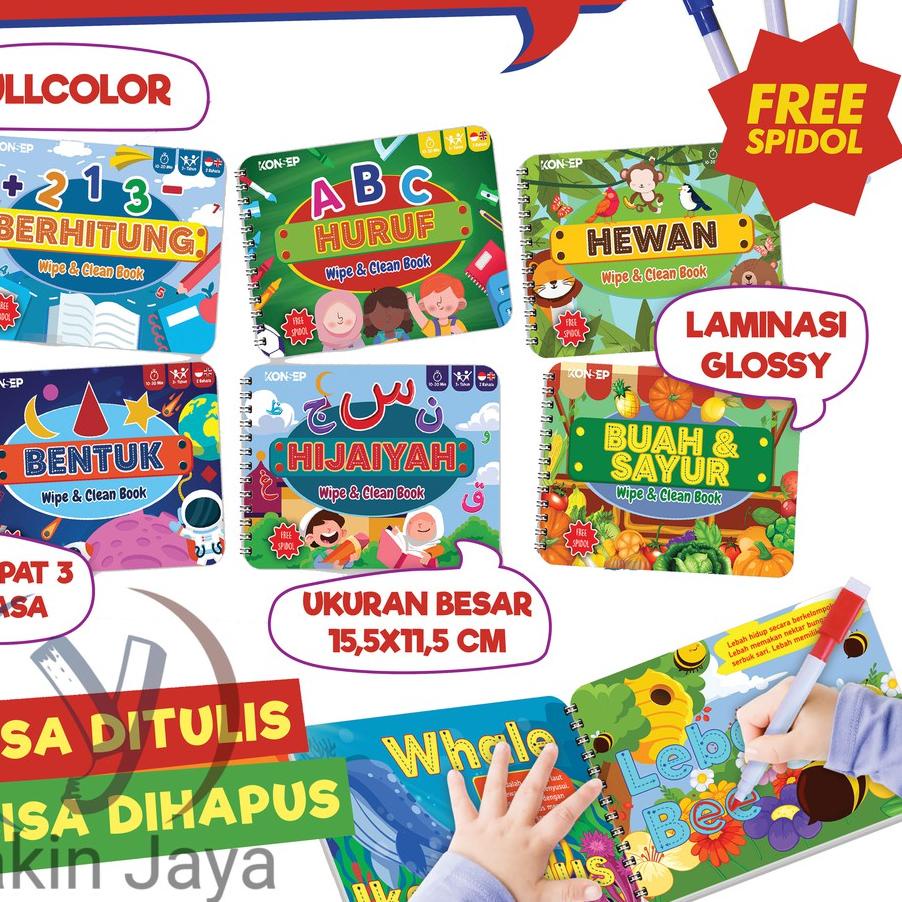 

✨Original✨ Buku Wipe & Clean Bisa Dihapus / Buku Edukasi Belajar Menulis Membaca Mengenal TK PAUD !!!