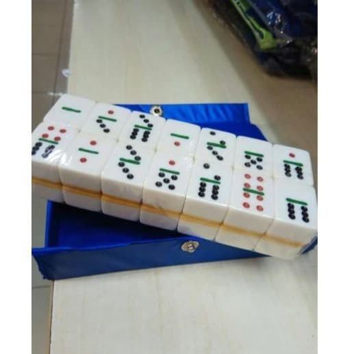BATU DOMINO / DOMINO BATU TEBAL PRESS WARNA FREE BOX BIRU