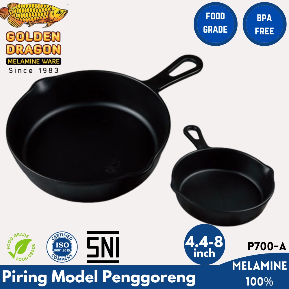 Piring Model Penggorengan Golden Dragon Melamine / Piring Mangkuk Melamin / Piring Mangkok Saji Sauc