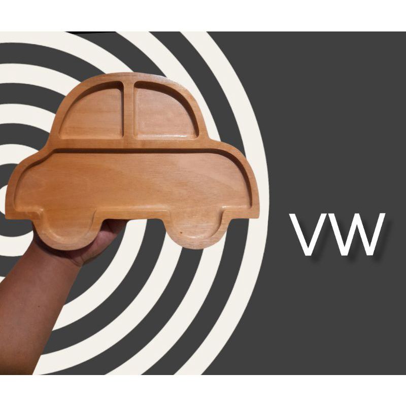 piring makan anak / piring kayu anak / piring kayu bayi ( FREE SENDOK & GARPU )