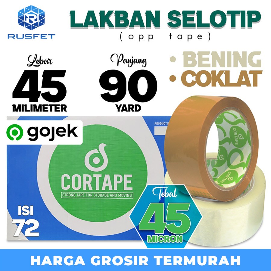 

Lakban isolasi Solatip 45mm x 90y OPP Tape Cortape Varian OJOL / DUS