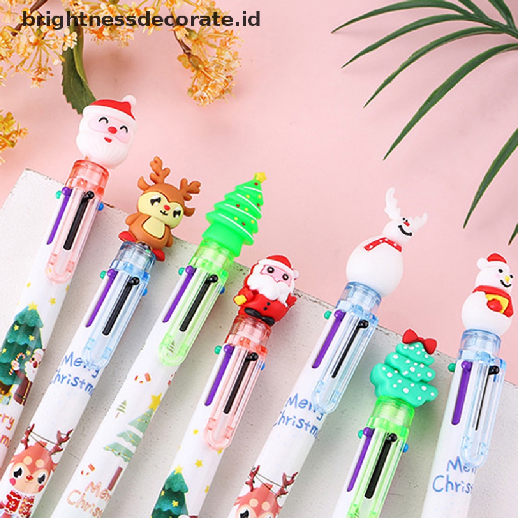 [Birth] 6warna Pena Ballpoint Natal Lucu Kartun Ball Pen Kantor Sekolah Wrig Perlengkapan Novelty Pen Hadiah Alat Tulis [ID]