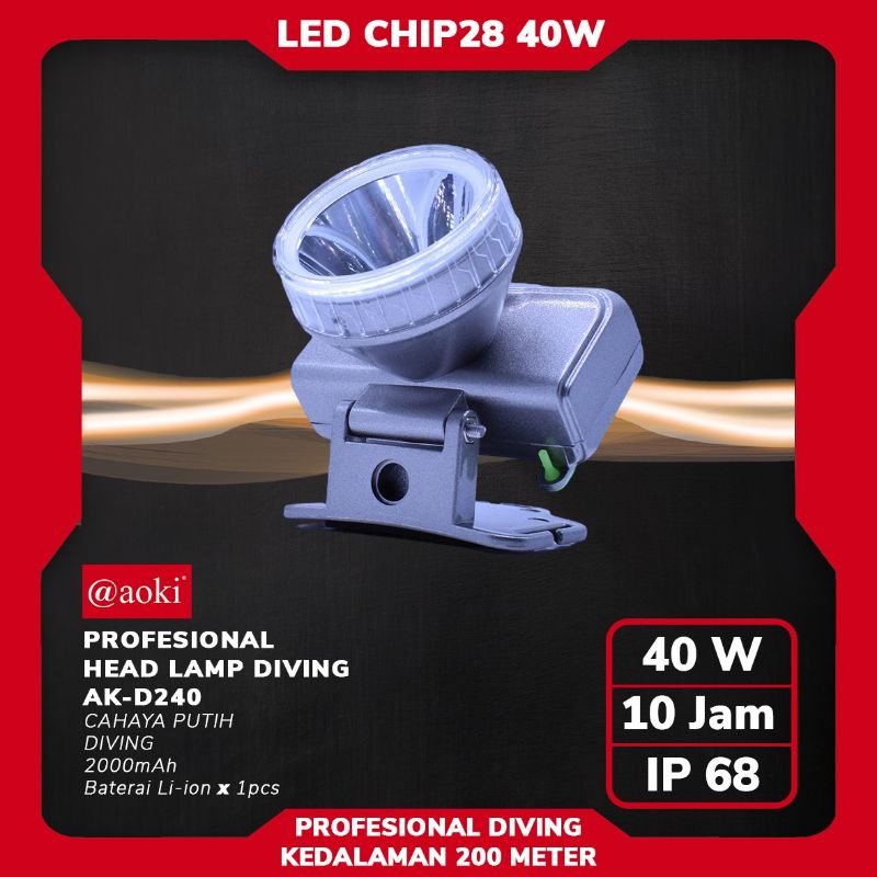 Senter kepala selam aoki / senter waterproof 40w 60w 80w