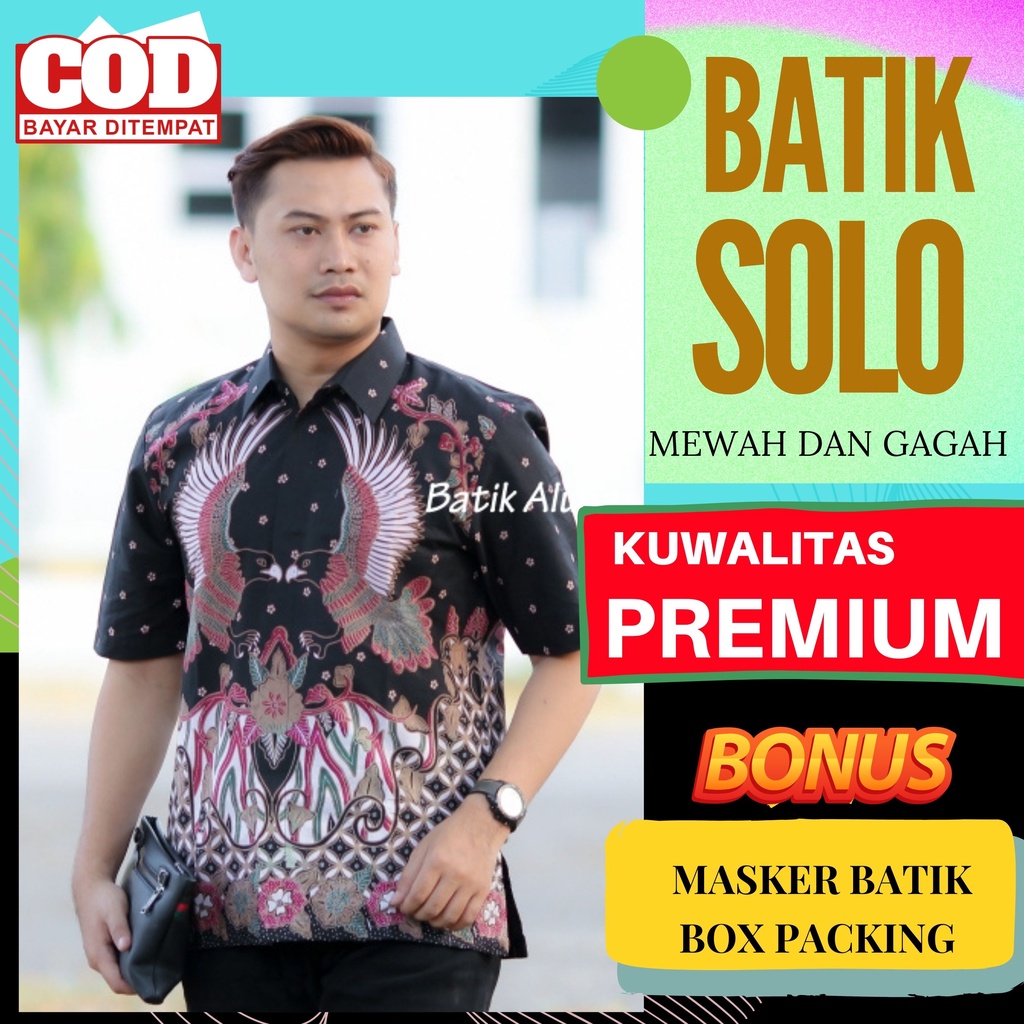 Baju Batik Aluna Pakaian Pria Lengan Pendek Kemeja Katun Premium Furing Reguler Fit Atasan Cowok Mod