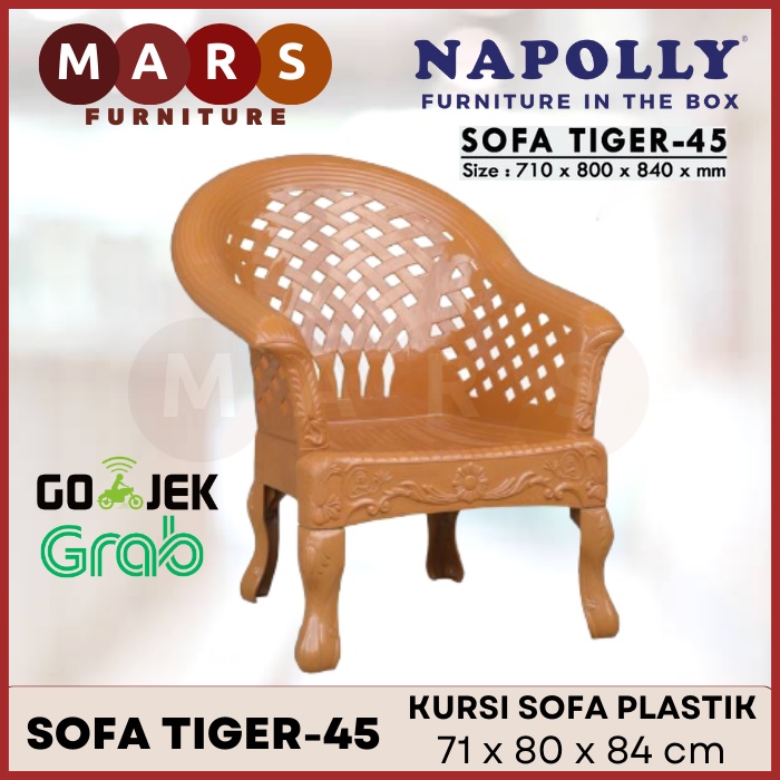 Kursi Sofa Plastik / Kursi / Bangku / Santai / Sandar / Tamu / Plastik / Taman / Serbaguna / Napolly