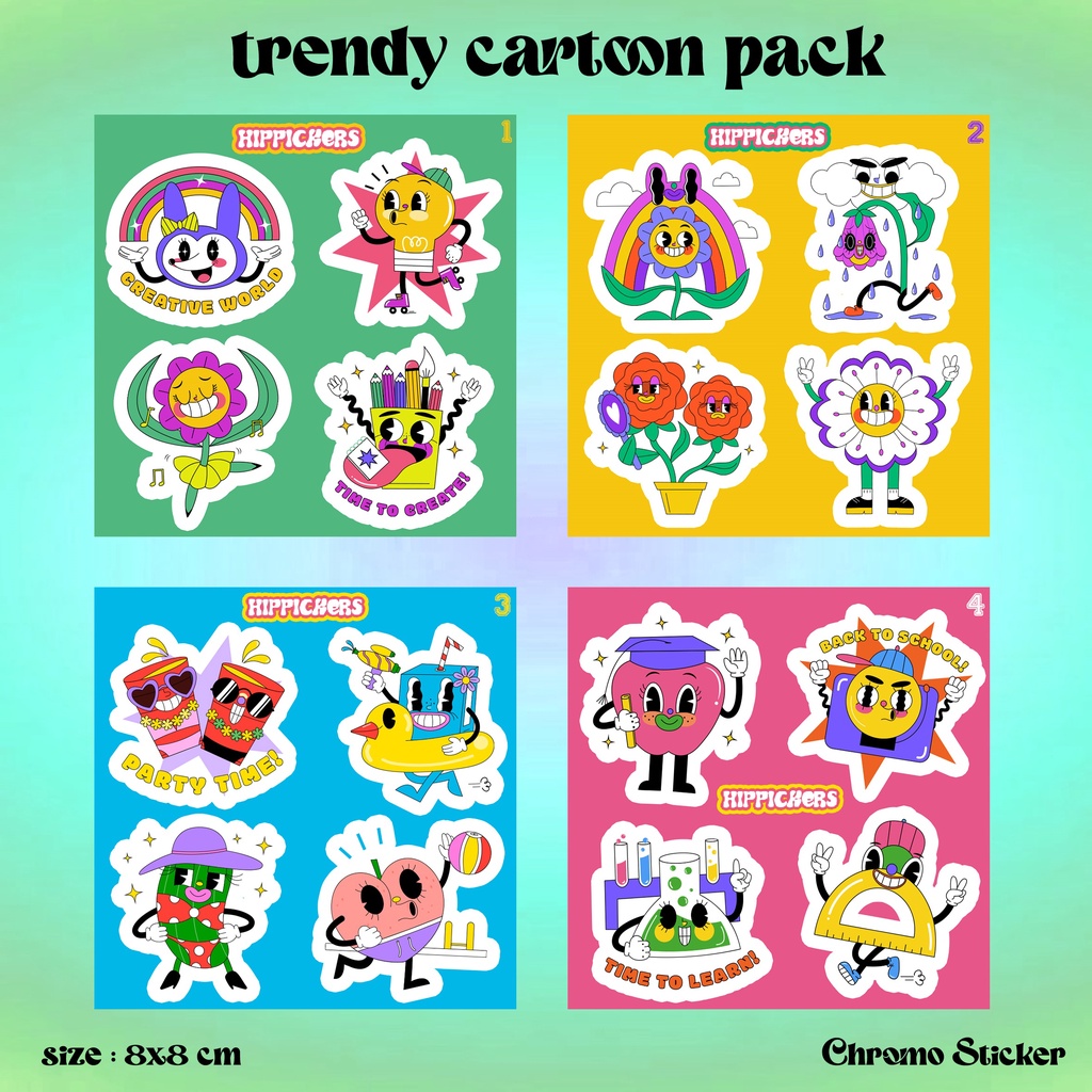 

(Hippickers) Trendy Cartoon Sticker Pack Vol 1-4