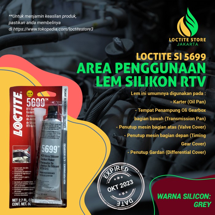 Perekat Lem Silikon Rtv Anti Panas Utk Karter Knalpot Radiator Loctite Si 5699