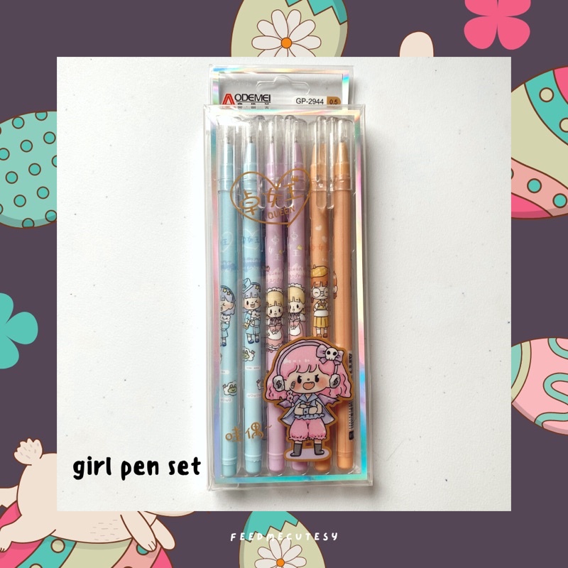 

girl pen set | Feedmecutesy | atk alat tulis lucu anak import