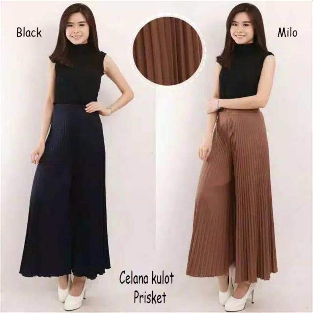LS 830 - Celana kulot plisket panjang bawahan wanita besar dan tebal matt hyget banyak warna
