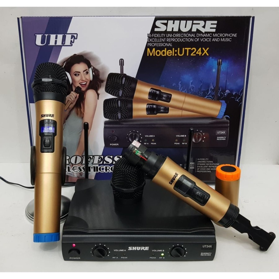 Mic Wireless Shure UT 24X Microphone Shure UT24X Handheld Pegang UHF