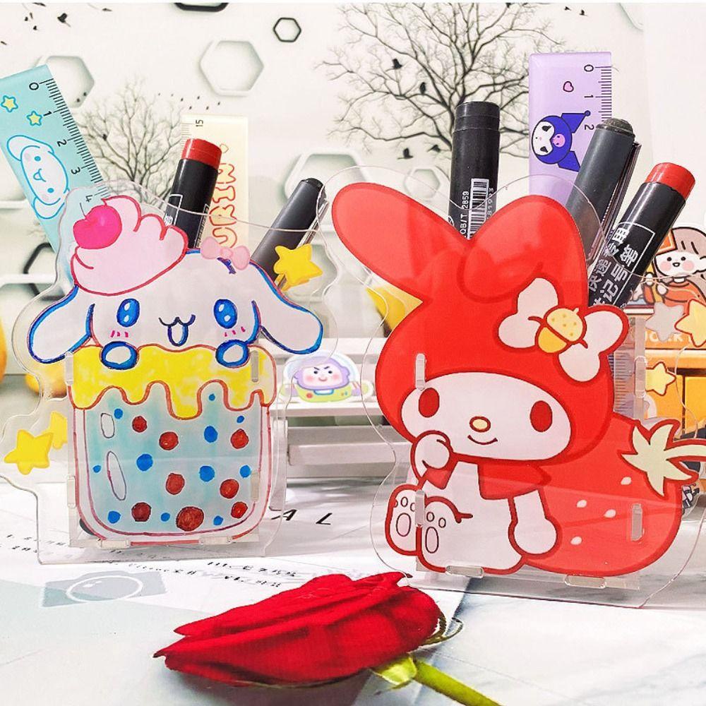 Mxbeauty Tempat Pensil Kawaii Kartun Transparan Siswa Alat Tulis Sekolah Kantor Perlengkapan Kapasitas Besar Desktop Storage Box