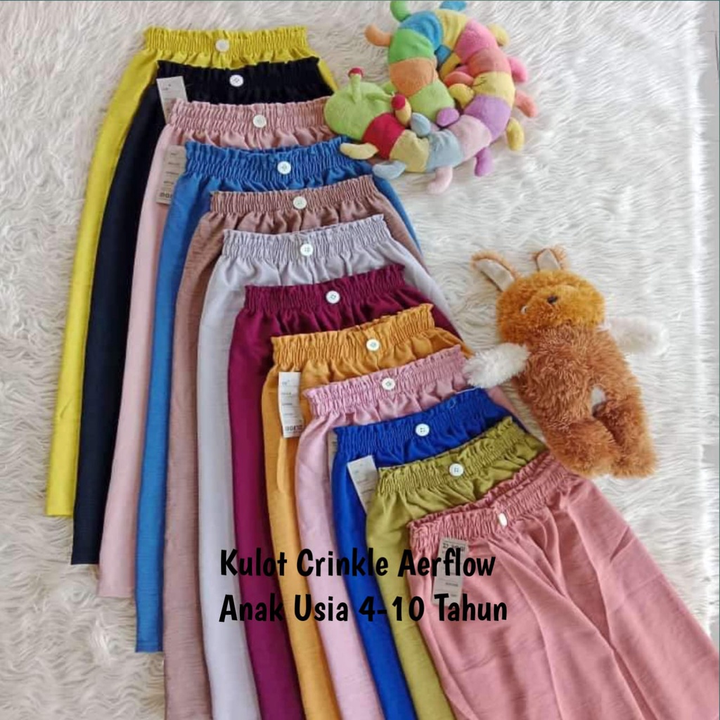 Kulot Crinkle Kancing Anak Perempuan Usia 4-10 Tahun / Celana Crinkle Anak / Kulot Anak Perempuan / Celana Anak Perempuan