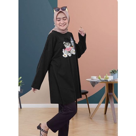 BLOUSE LENGAN PANJANG LD 130CM DTF BUNGA BEAR