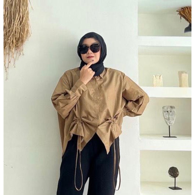 Kemeja Katun Oversize Serut Depan - Katun Shirt Oversize