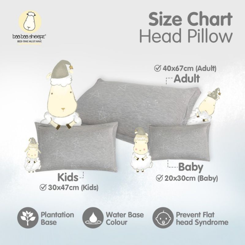 Baabaasheepz Head Pillow Grey - Bantal Baabaasheepz