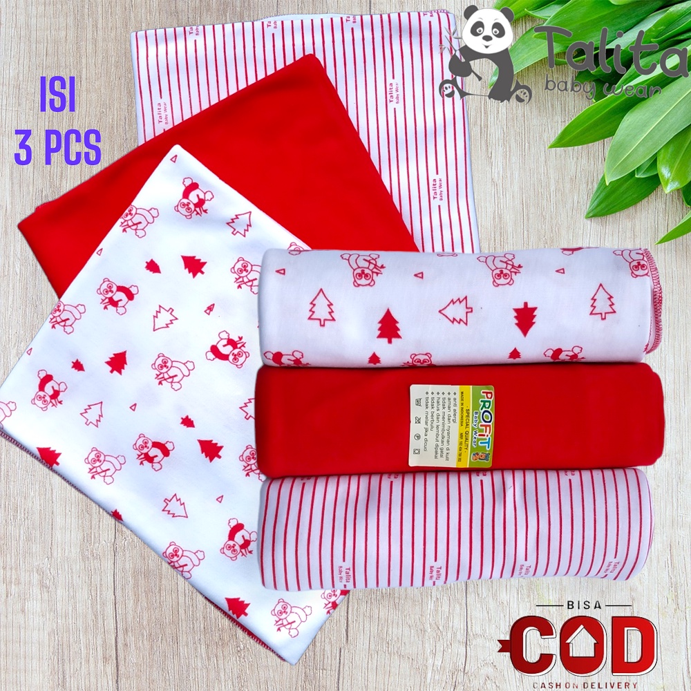 3 PCS BEDONG PERNEL BAYI BAHAN KAOS SERI MERAH 90 X 110 CM