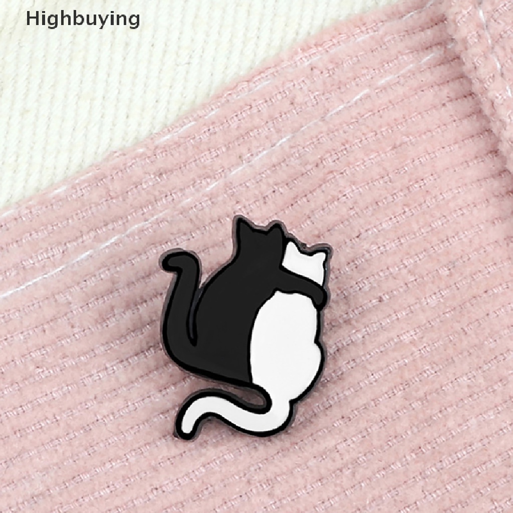 Hbid Pin Enamel Kucing Hitam Dan Putih Hugging Cats Bros Kartun Hewan Lucu Bros Glory