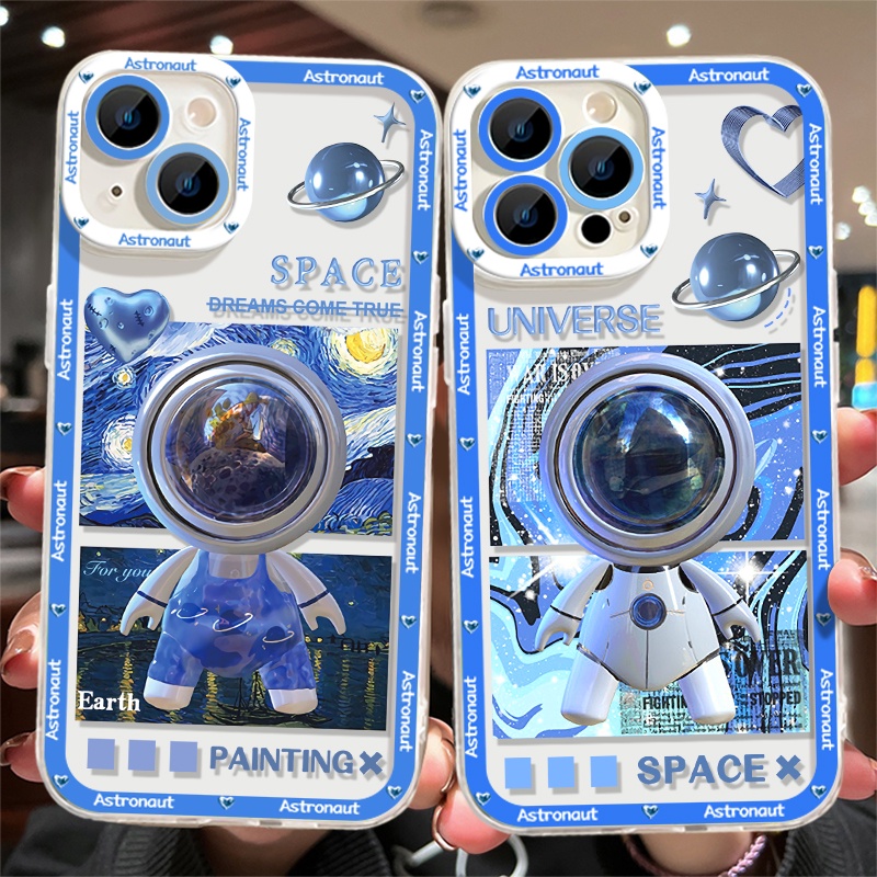 IPHONE Soft Case Robot Lucu Kompatibel Untuk Iphone14 13 12 11 Pro XS Max XR X8 7 6S Plus Casing Ponsel Mini Transparan TPU Silikon Shockproof Cover