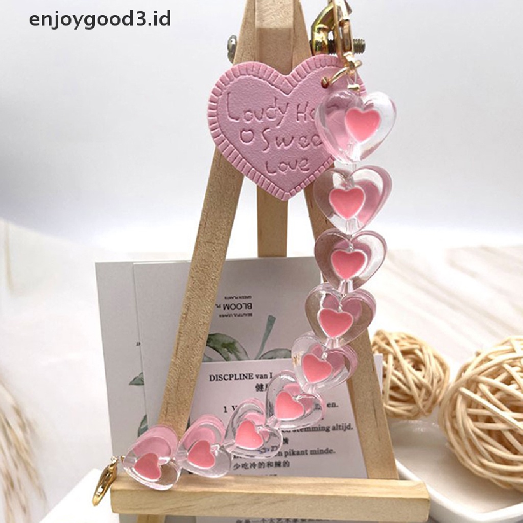 [Rready Stock] Cinta Ponsel Lanyard Ponsel Pesona Akrilik Drop Cinta Gelang Gantungan Kunci (ID)