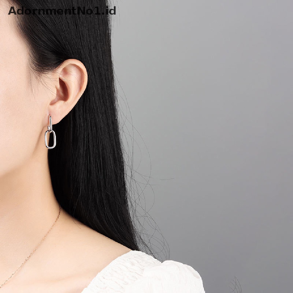 [AdornmentNo1] Anting Hoop Oval Geometris Bahan Sterling Silver 925 Untuk Wanita Anting Lepas Pasang [ID]