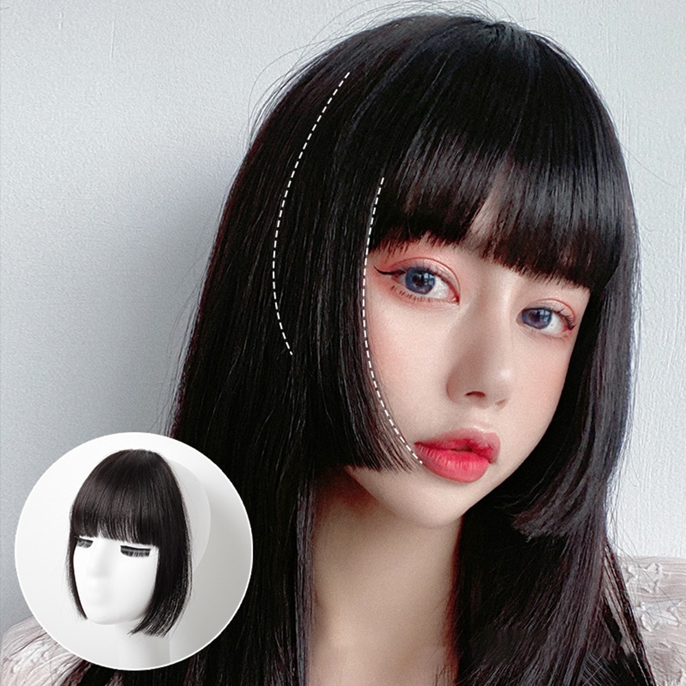 [COD Tangding] 1pc Alami Putri Potong Rambut Wig Wanita Gadis Poni Udara Cosplay Rambut Ekstensi Aksesoris