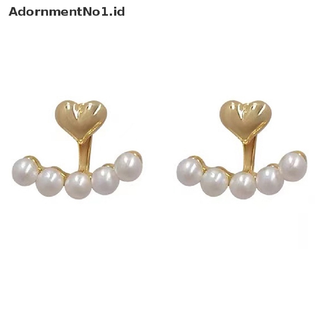 [AdornmentNo1] 1pasang Logam Elegan Baru Berbentuk Hati Gantung Anting Mutiara Korea Fashion Perhiasan Untuk Wanita Gadis Aksesoris [ID]