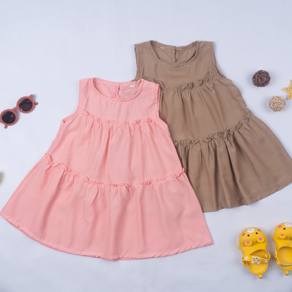 IL - Mika Dress Anak Perempuan / Dress Anak Tanpa Lengan Bahan Rayon Premium