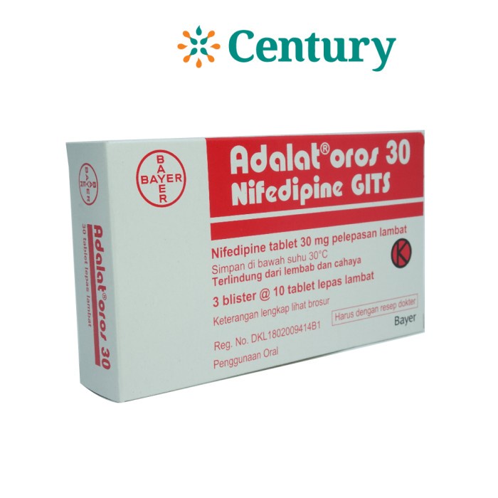 ADALAT OROS 30 MG 1 BLISTER @ 10 TABLET PELEPASAN LAMBAT