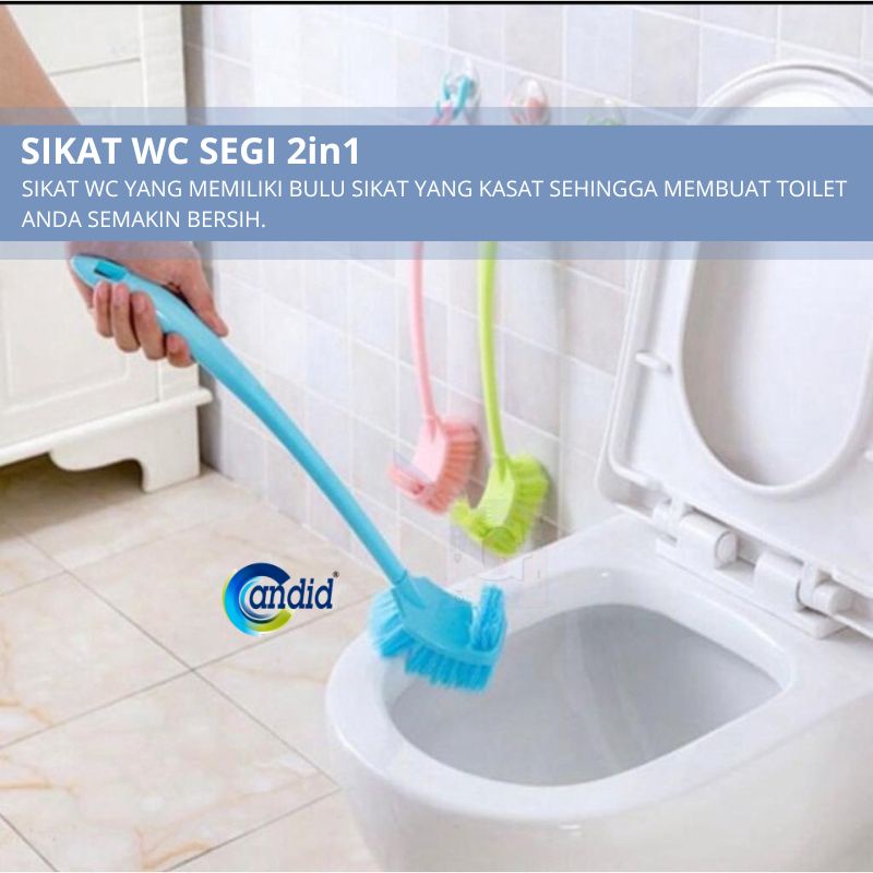 CANDID Sikat Wc Segi Plastik 2in1 SWSB2 / Sikat Toilet Gagang Panjang 2in1