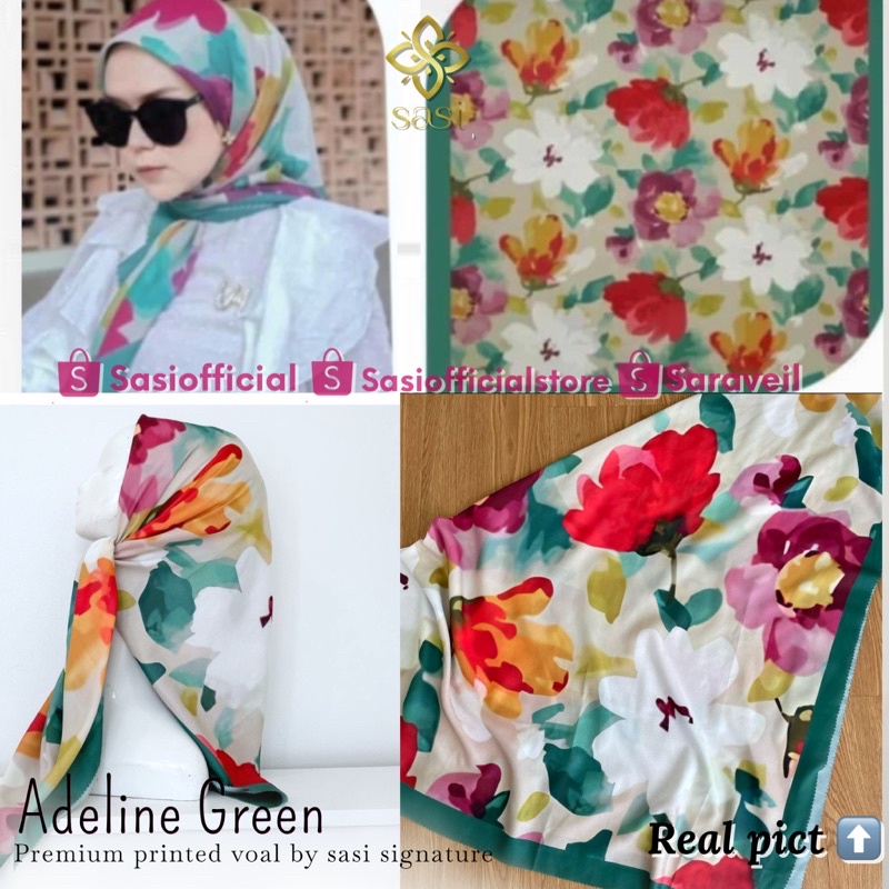 SASI - ADELINE SERIES -  BANIESCOOP KW HIJAB JILBAB SEGI EMPAT VOAL MOTIF PRINTING SCARF LASER CUT P