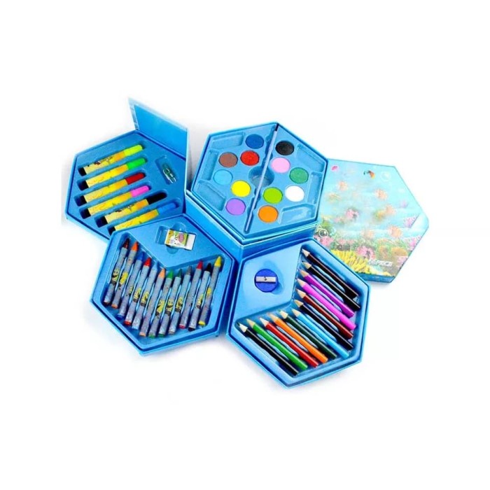 

Terlaris ✨ -Mainan Edukasi Anak Set Crayon Spidol Mewarna 46 in 1 - Biru Muda- 2.1.23
