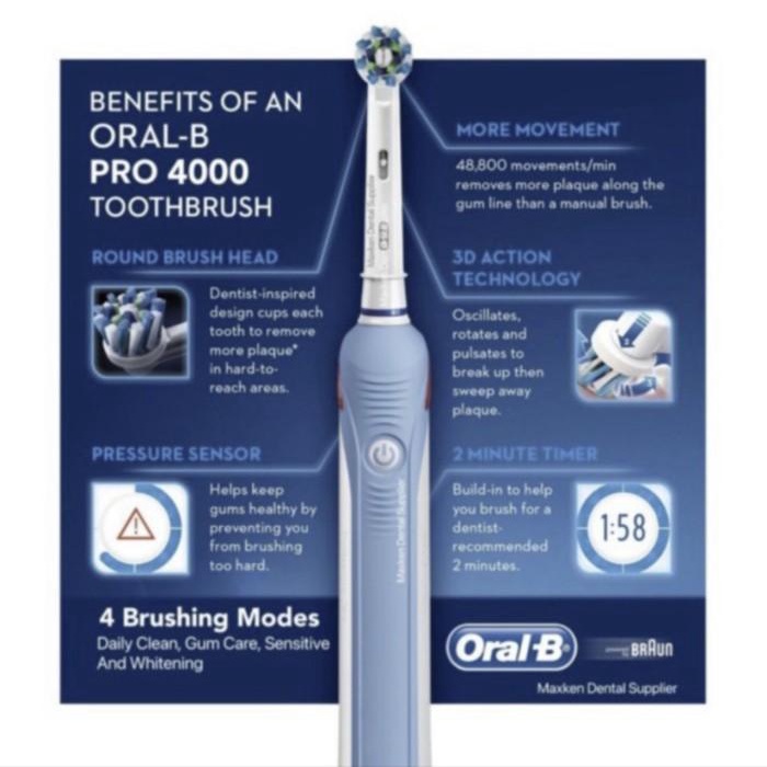 Oral B Pro 4000 Electric Toothbrush Sikat Gigi Elektrik 032