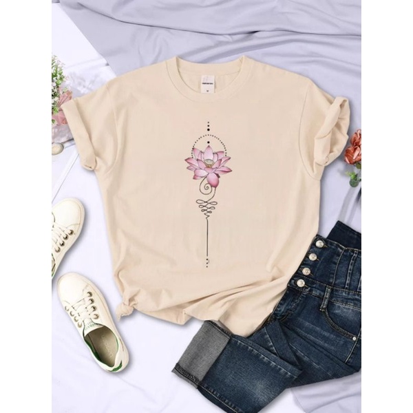 Kaos Wanita Lengan Pendek Baju Oblong Cewek Atasan Dewasa Tshirt Oversize Teratai Cod