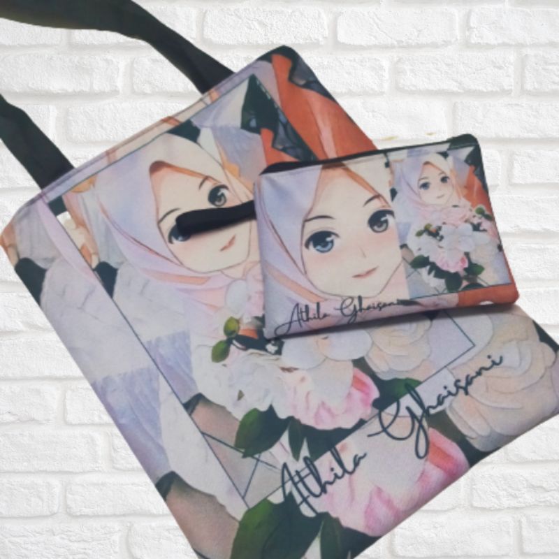 totebag wanita custom / totebag printing / tas bahu / tas printing custom pengerjaan cepat