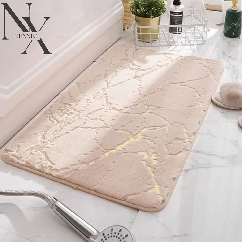 NexXio keset kaki anti slip marble / Memory Foam Mat Marble coral / keset mewah menyerap air