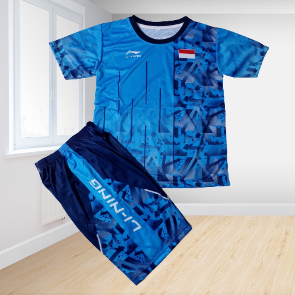 stelan baju kaos volli baju futsal stelan badminton anak size 9-12thn