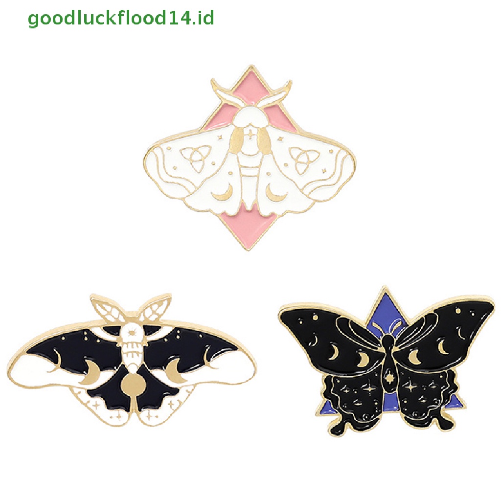 [GOOGFOUR] 3pcs Pin Enamel Kupu-Kupu Ngengat Fase Bros Tas Pakaian Lapel Pin Lencana Hadiah [TOP]