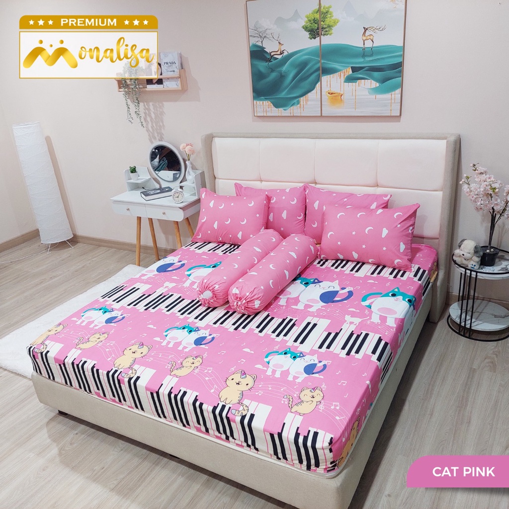 Monalisa Premium Sprei Uk 160/180 - Cat Pink