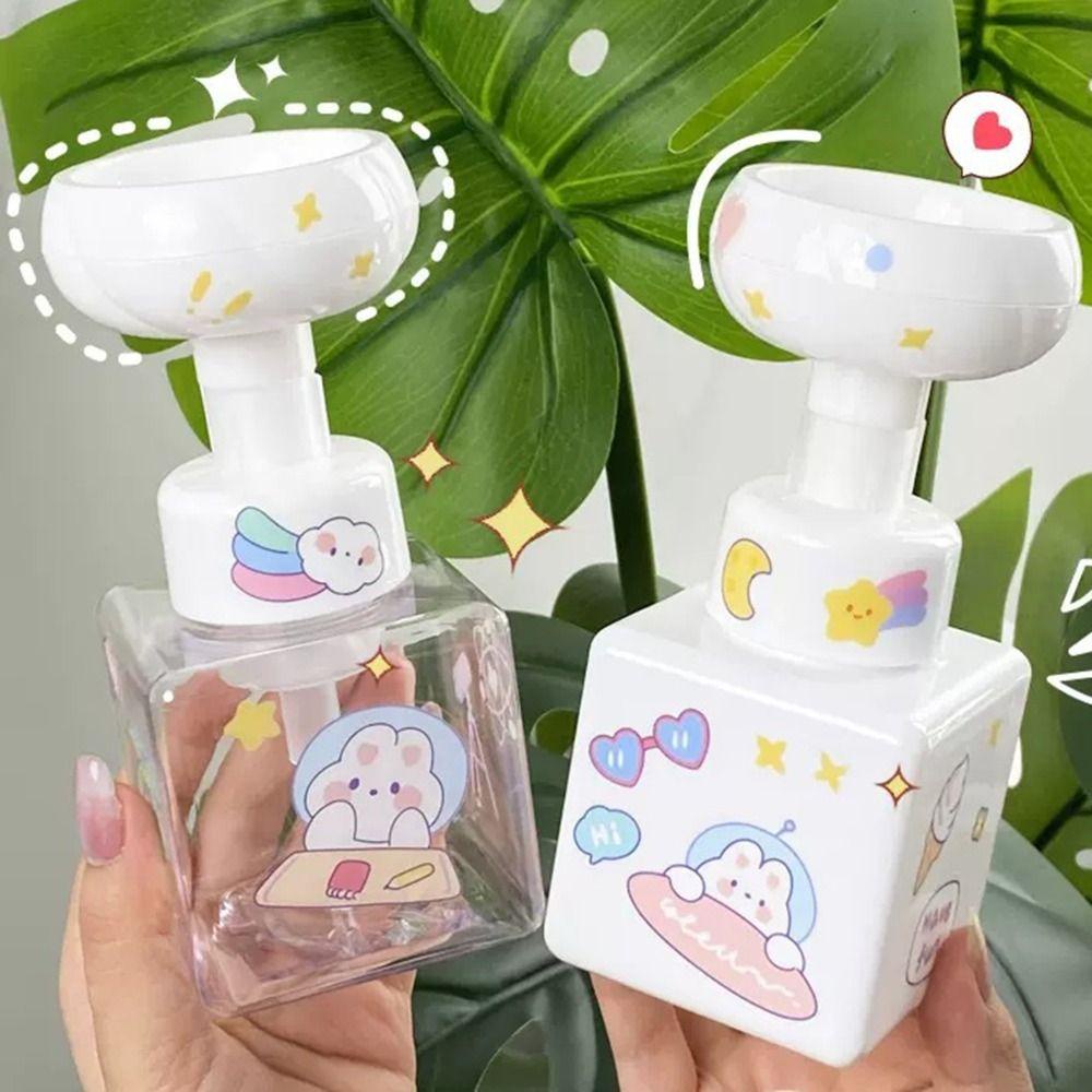 [Elegan] Dispenser Sabun Bunga Travel Portable Kartun Pembersih Wajah Kamar Mandi Wadah Kosmetik Alat Pembersih Wajah Sanitizer Foamer Botol Isi Ulang