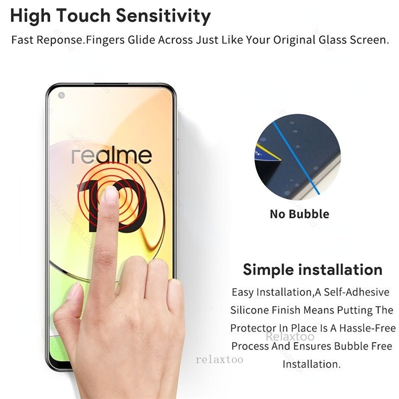 Pelindung Layar Bahan Tempered Glass Realme 10 4G Realme 10 Pro Realme 10 Pro Plus Paket 2 in 1