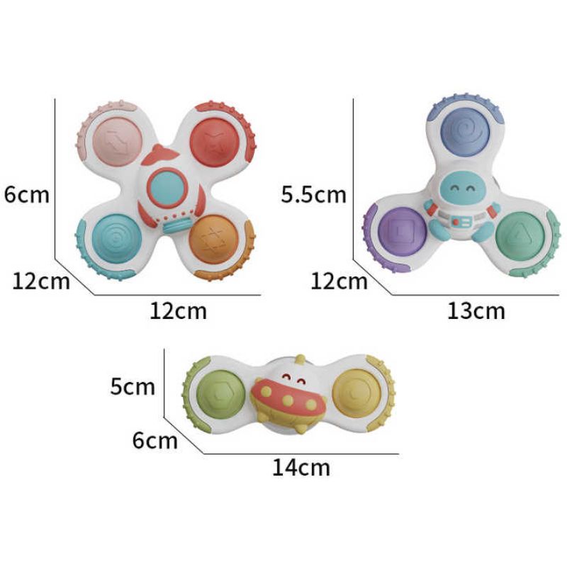 Mainan Edukasi Sensori Motorik Spinning Sensory Fine Motor Skill Suction Cup Tummy Time Gasing Spinner Gyro Rattle Gigitan Simple Dimple Pop It Teether Sensory Fidget Bath Travel MPASI Toys Baby Toodler Dekorasi Ruangan Kamar Mandi Bayi Anak Montessori