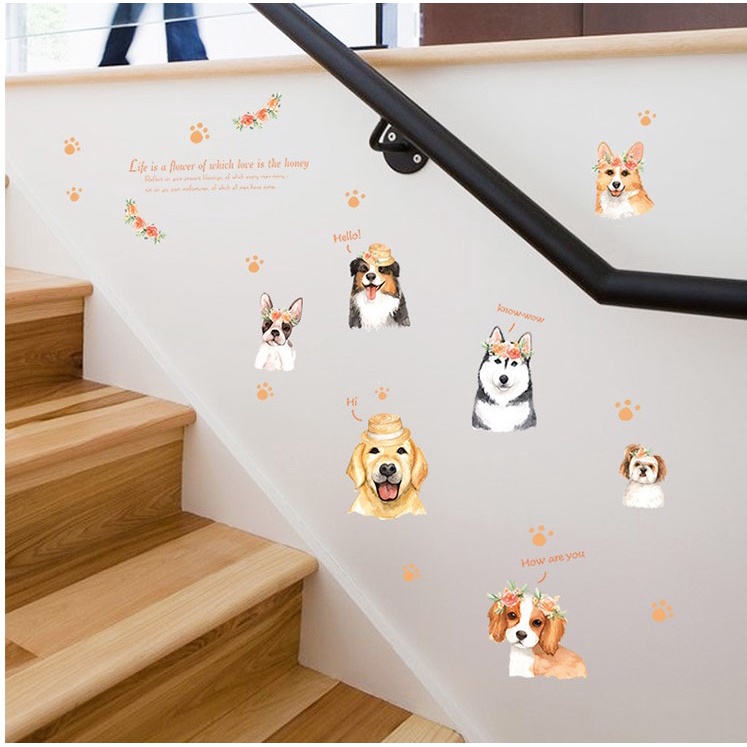 ❤ IJN ❤  WALLSTICKER WALL STIKER SETIKER STICKER DINDING HEWAN ANJING DOG DEKORASI TEMBOK RUANG TAMU KELUARGA KAMAR TIDUR ANAK ANAK COWOK CEWEK HIASAN DEKOR DECOR TEMPELAN WALPAPER WALLPAPER PAPER ANIMAL GAMBAR MOTIF BINATANG ANJING DOGS LUCU