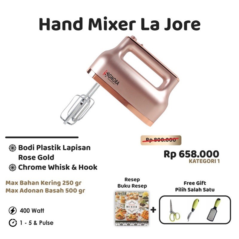 HAND MIXER SIGNORA LA JORE  KOCOKAN TELUR SIGNORA