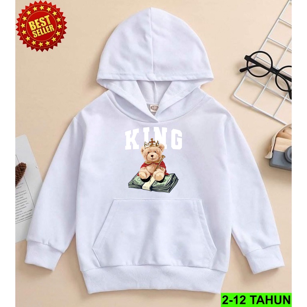 KING BEAR Jumper Hoodie Anak II Jaket Hoodie Anak Viral Bahan Fleece Size M - XL ( Laki Laki &amp; Peremepuan )