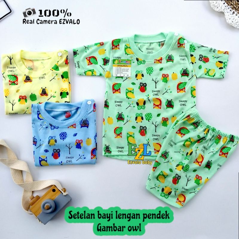 PIYAMA BAYI KAOS OBLONG SETELAN BAYI GAMBAR OWL