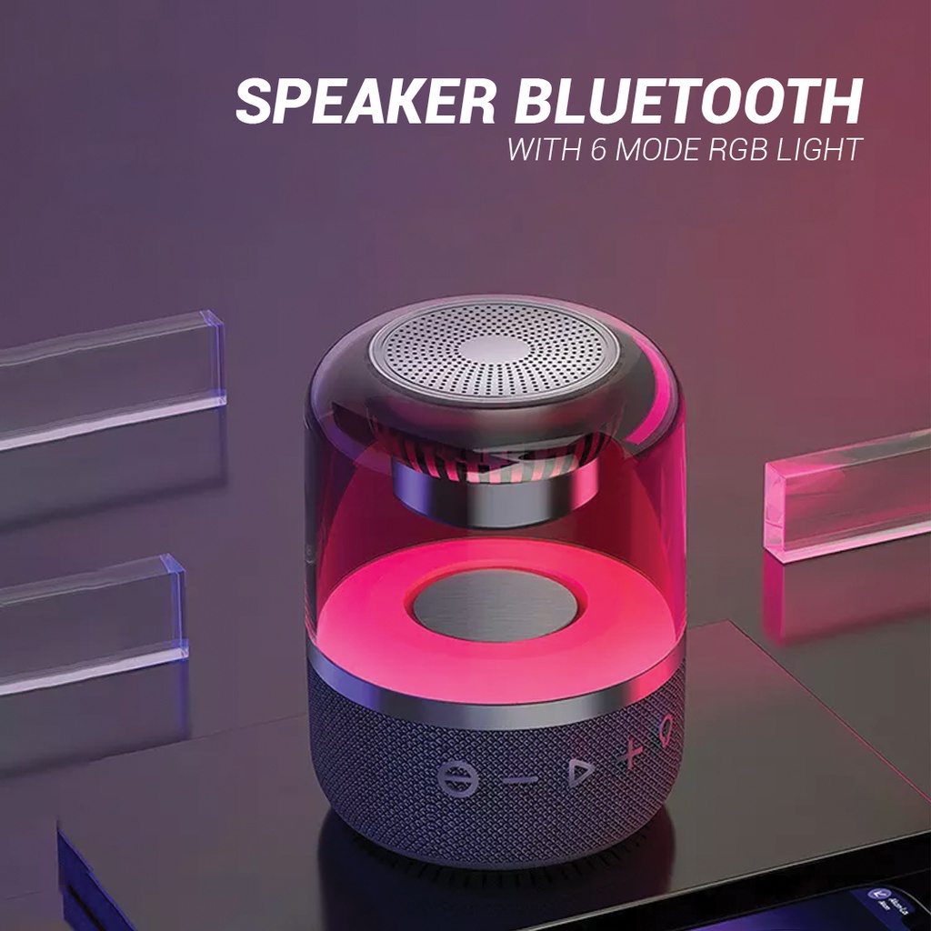 Speaker Bluetooth Kisonli LP-3S Subwoofer 8W Super Bass Battery 1200mAh with RGB Light - XOBOX