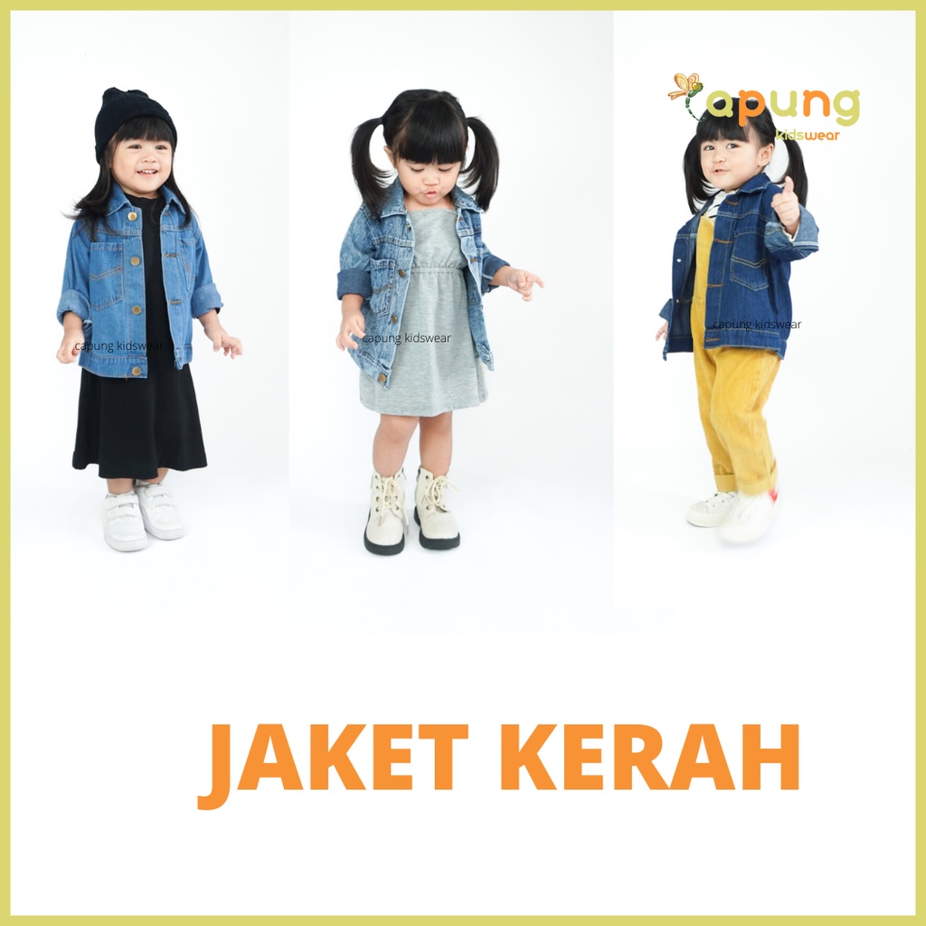 (capung kidswear) Jaket Jeans Kerah Anak Laki dan Perempuan unisex (1-6 tahun)