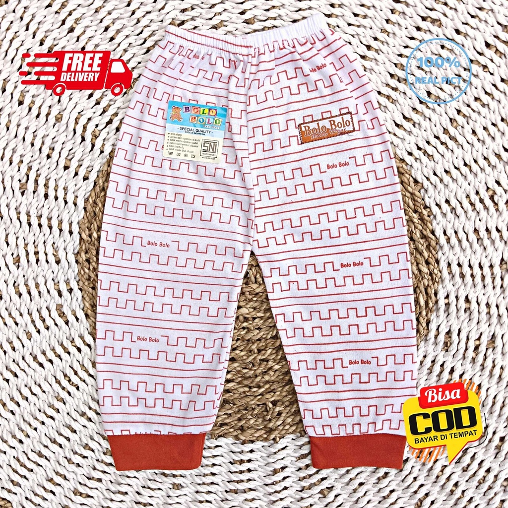 SALE 7.7 Serian Merah Bata - 3 pcs Celana Panjang Bayi Baru Lahir 0 - 3 Bulan Brick Red Series merk SNI Bolo - Bolo